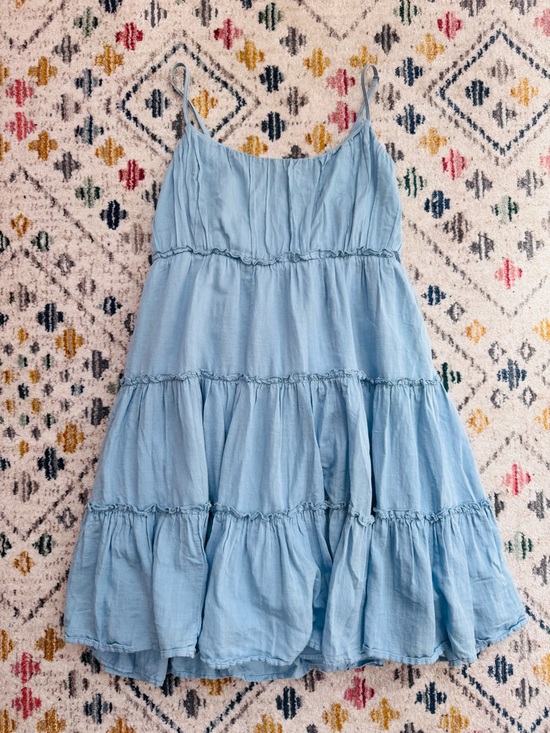 Lucky Brand Dresses & Skirts - Lucky Brand Blue Babydoll Mini Dress Tiered Western Boho Size M